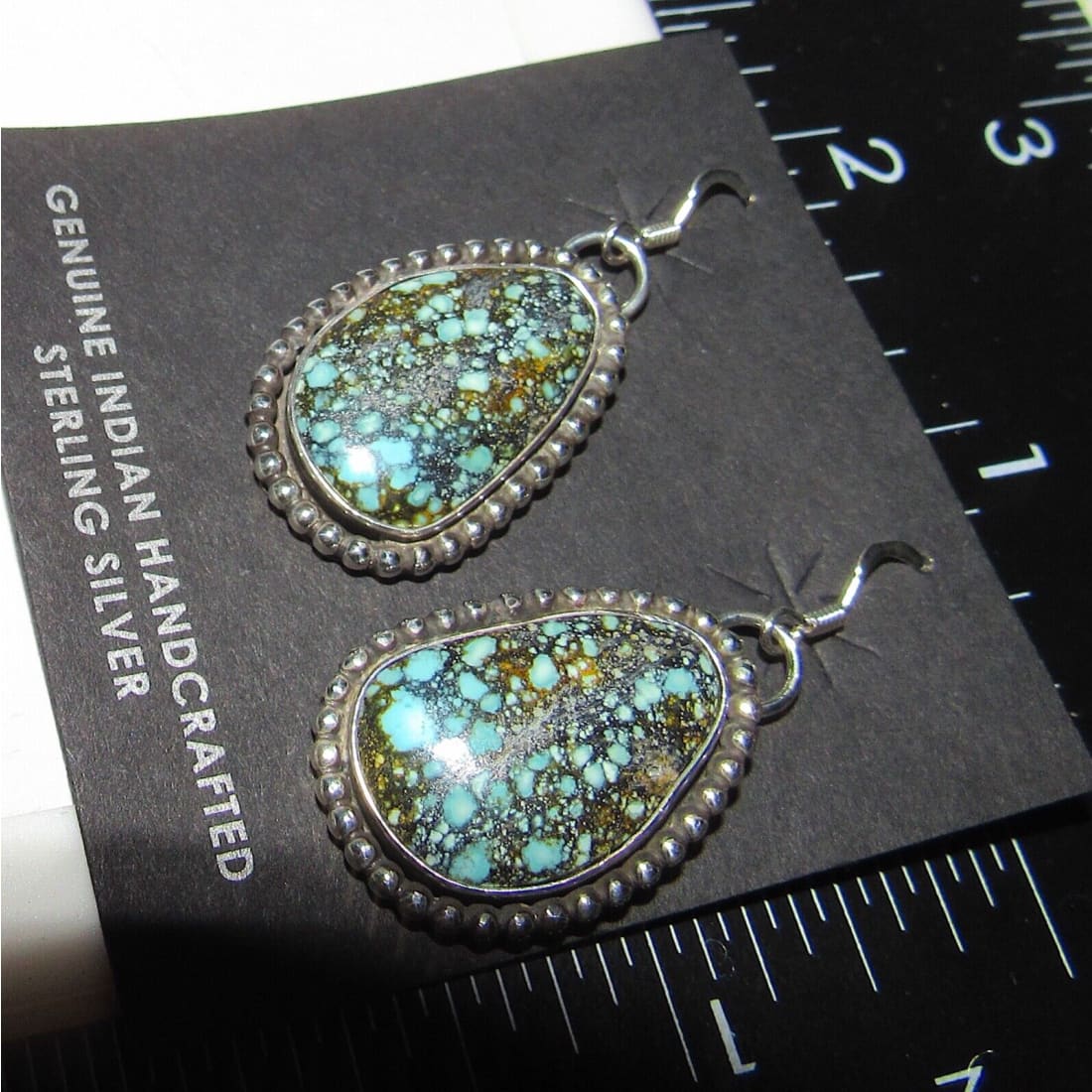 Navajo Gem Grade Spiderweb Kingman Turquoise Dangle Earrings