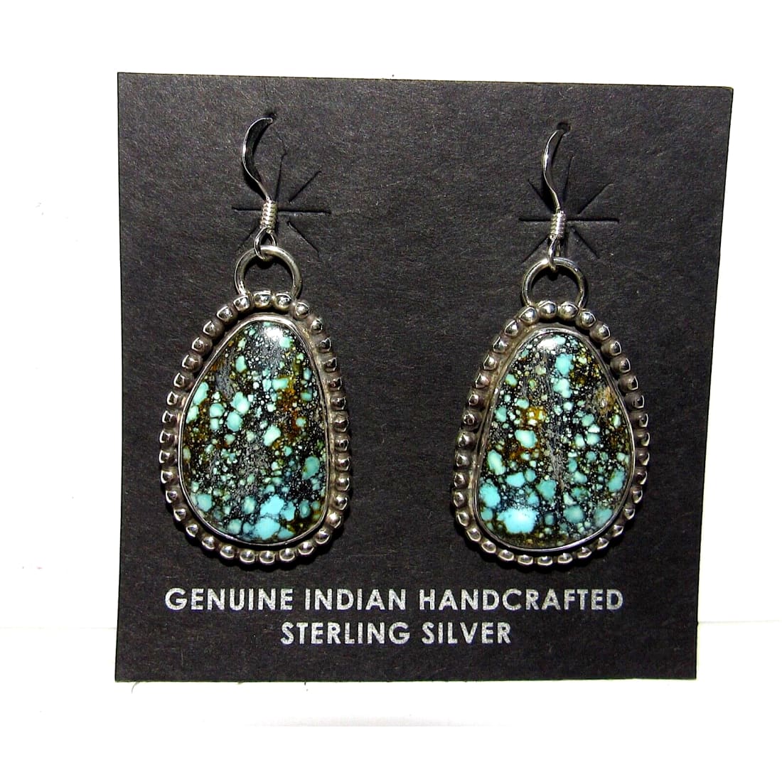 Navajo Gem Grade Spiderweb Kingman Turquoise Dangle Earrings