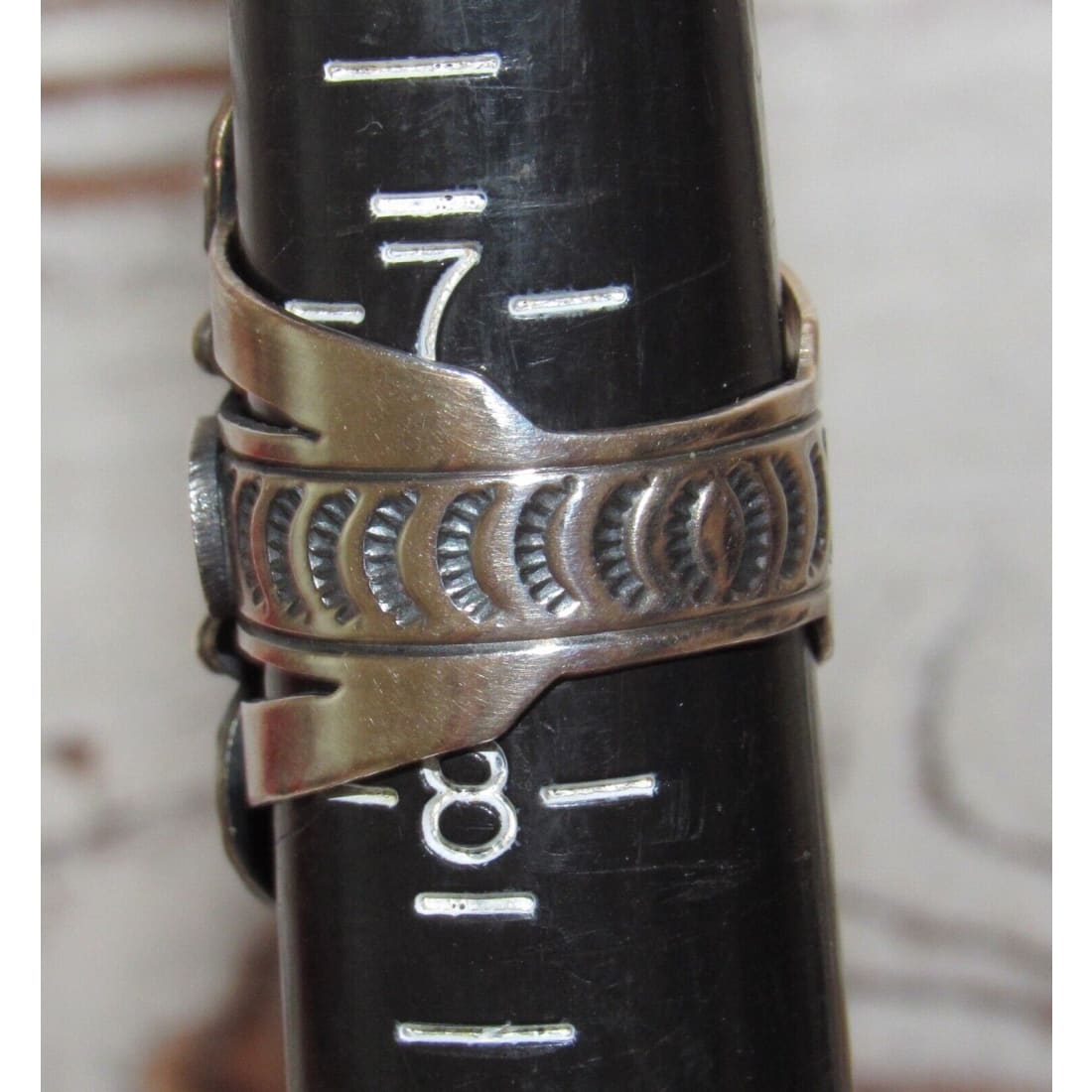 Navajo Gene Natan Concho Ring Sz. 7.5 Sterling Silver Native