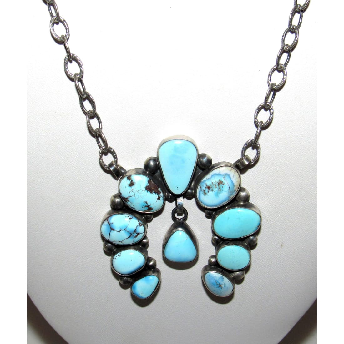 Navajo Golden Hills Turquoise Naja Necklace Squash Blossom Sterling Silver Necklace The Southwestern Style Gallery