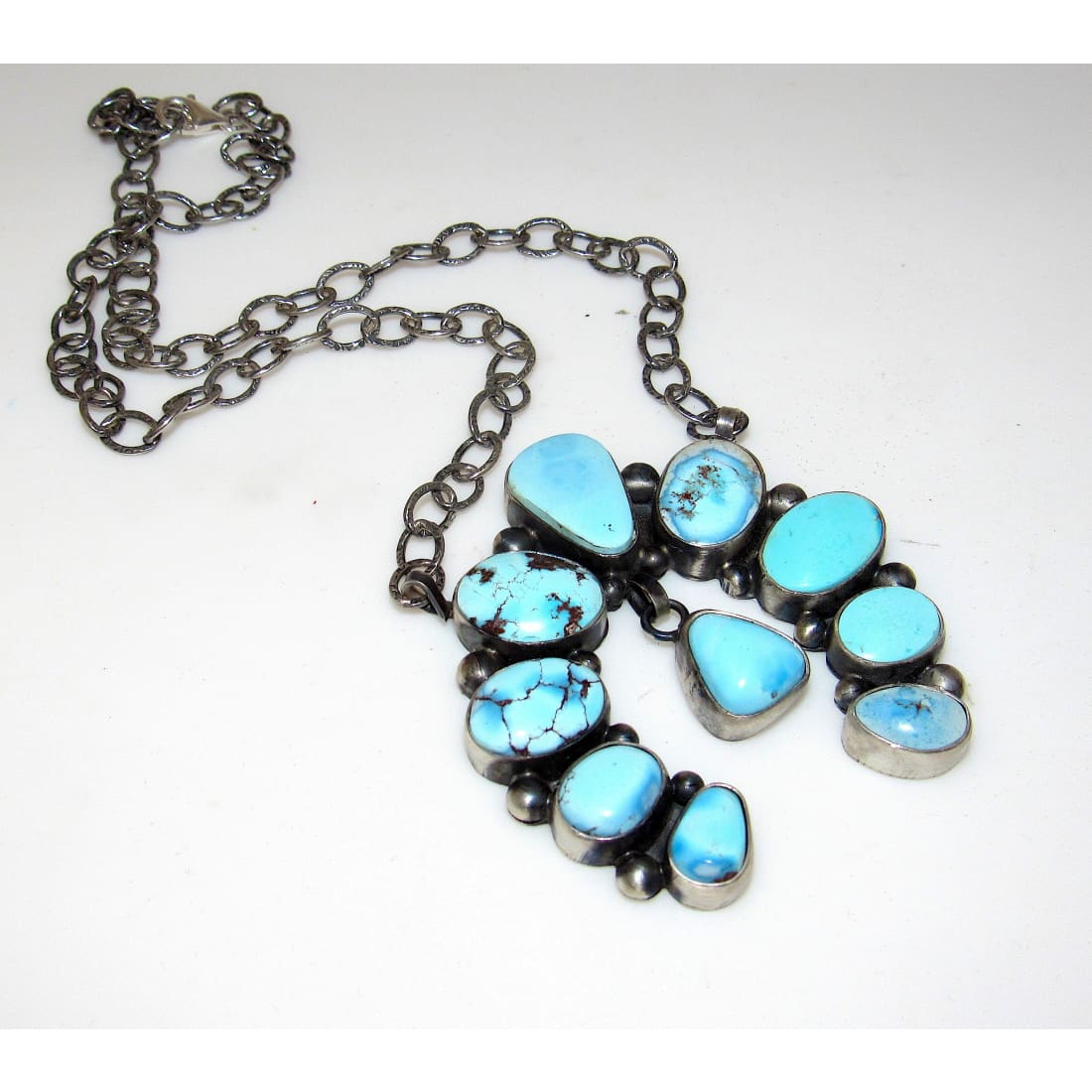 Navajo Golden Hills Turquoise Naja Necklace Squash Blossom Sterling Silver Necklace The Southwestern Style Gallery
