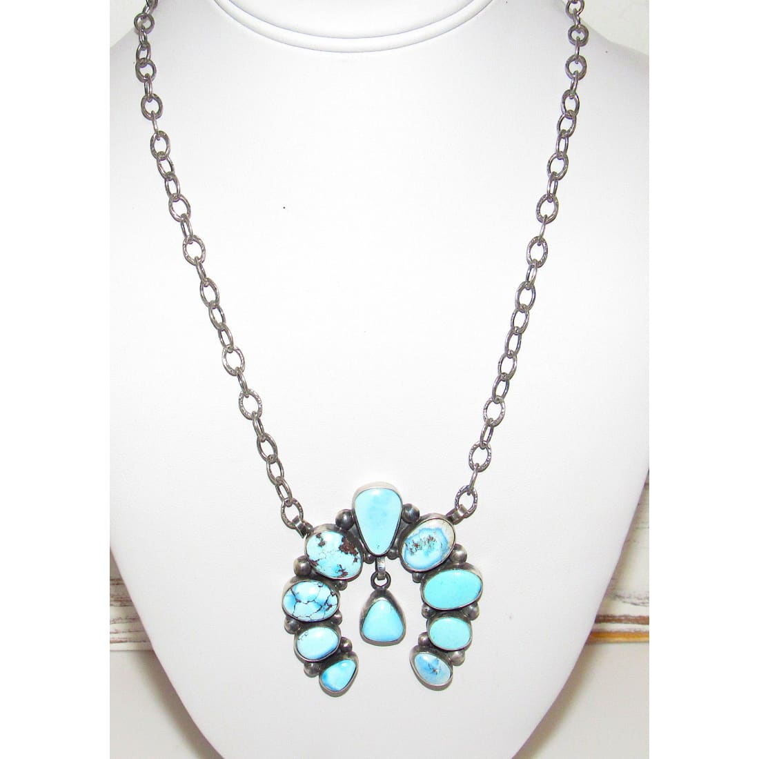 Navajo Golden Hills Turquoise Naja Necklace Squash Blossom Sterling Silver Necklace The Southwestern Style Gallery