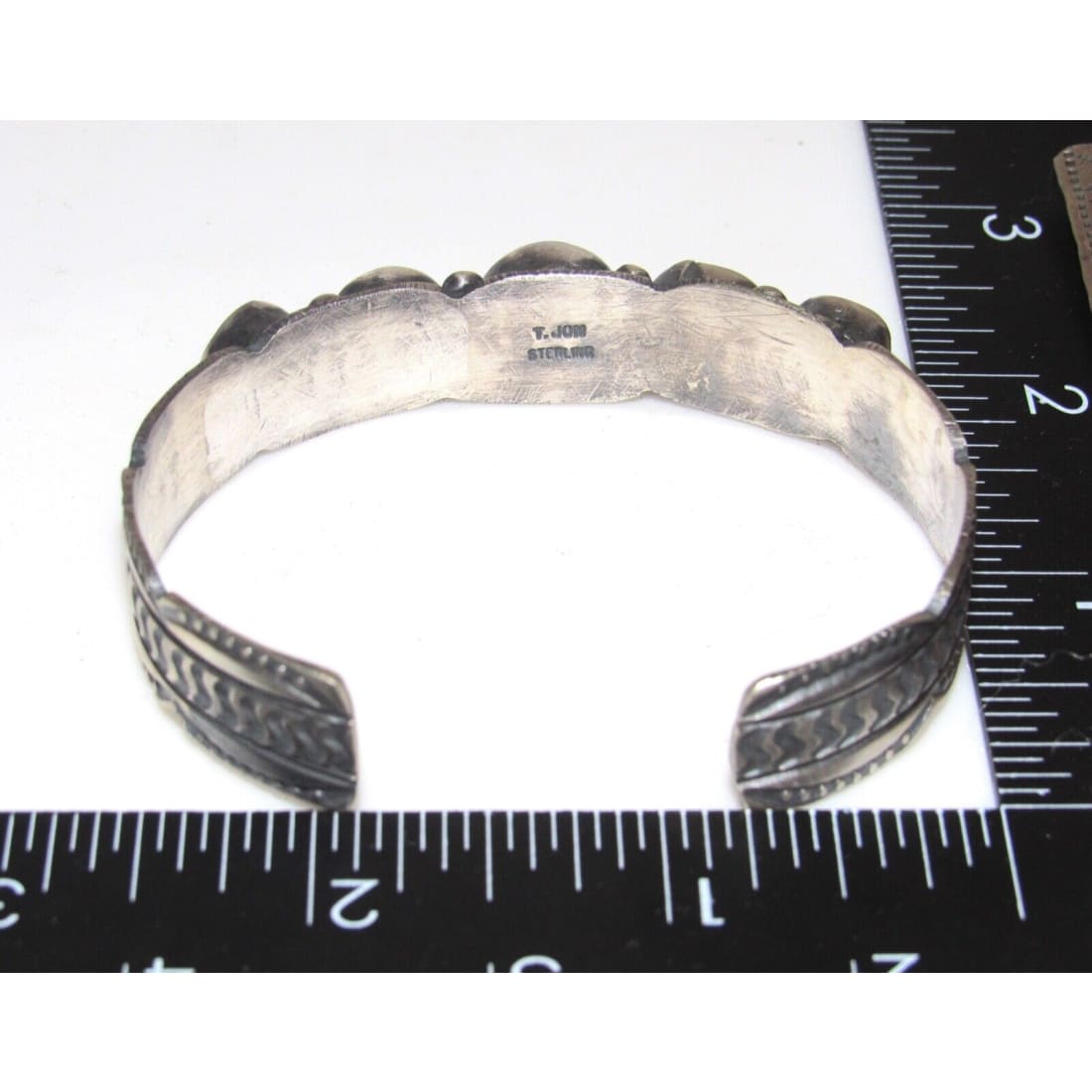 Navajo Golden Hills Turquoise Row Cuff Bracelet Sterling 
