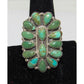 Navajo Green Turquoise Cluster Ring Sz 8 Sterling Silver