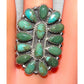 Navajo Green Turquoise Cluster Ring Sz 8 Sterling Silver