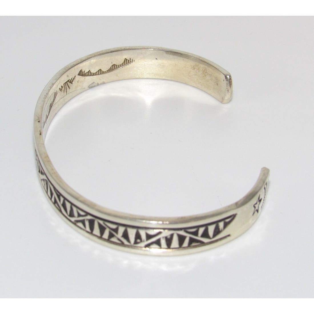 Navajo Hand Stamped Ingot Stacker Cuff Bracelet Signed 