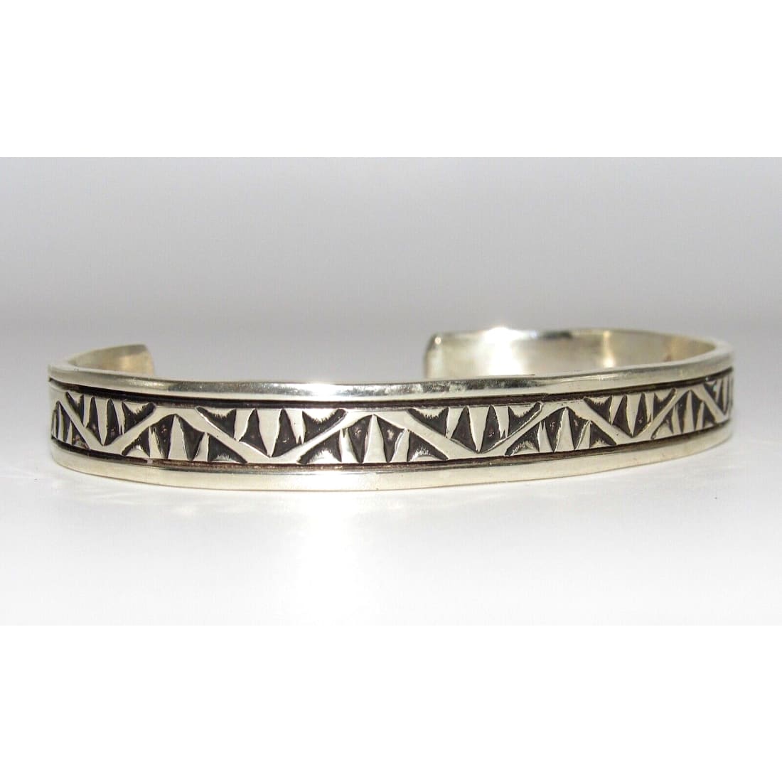 Navajo Hand Stamped Ingot Stacker Cuff Bracelet Signed 