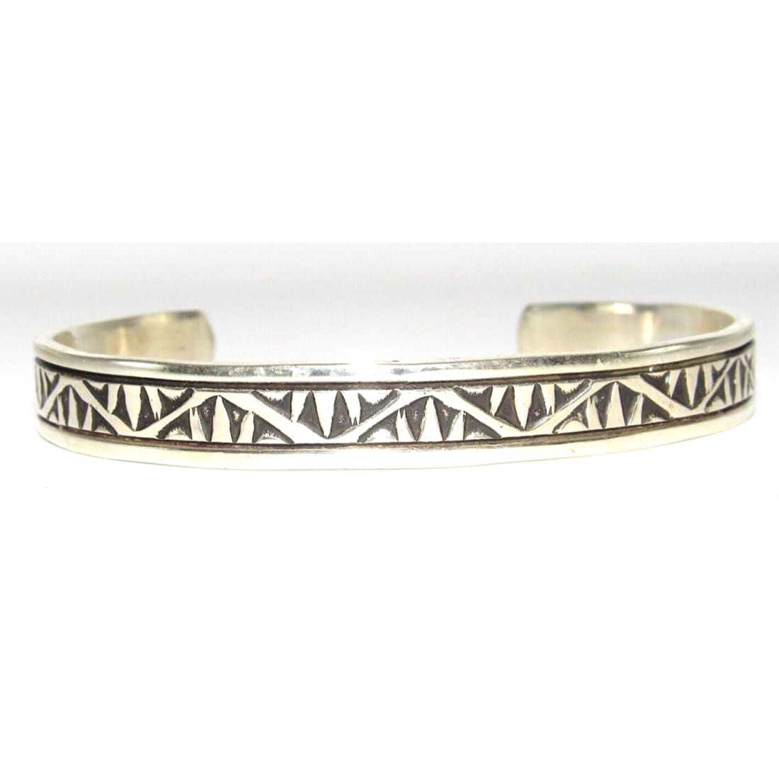 Navajo Hand Stamped Ingot Stacker Cuff Bracelet Signed 