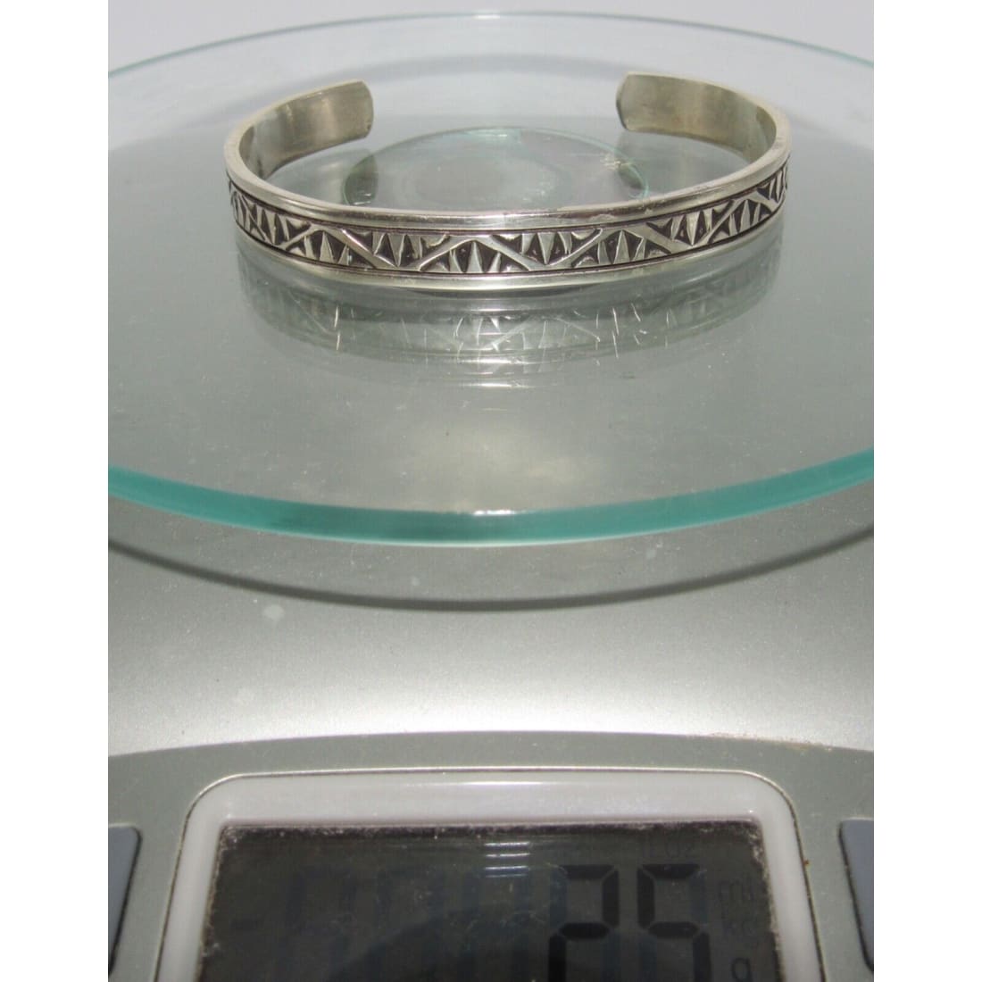 Navajo Hand Stamped Ingot Stacker Cuff Bracelet Signed 