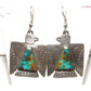 NAVAJO Hand Stamped Sterling Silver Royston Turquoise Thunderbird EARRINGS Native American