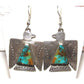NAVAJO Hand Stamped Sterling Silver Royston Turquoise Thunderbird EARRINGS Native American
