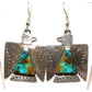 NAVAJO Hand Stamped Sterling Silver Royston Turquoise Thunderbird EARRINGS Native American
