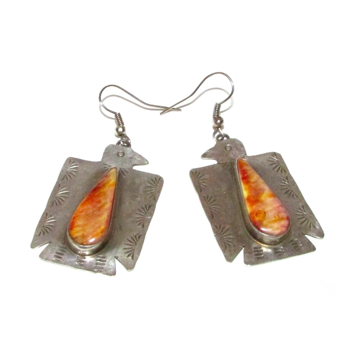 NAVAJO Hand Stamped Sterling Silver SPINY OYSTER Thunderbird