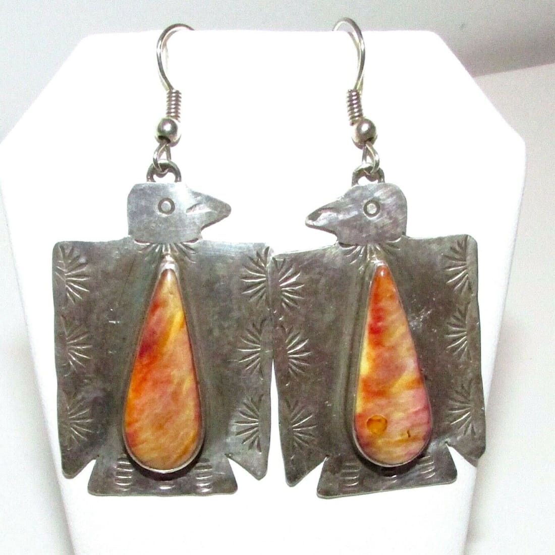 NAVAJO Hand Stamped Sterling Silver SPINY OYSTER Thunderbird