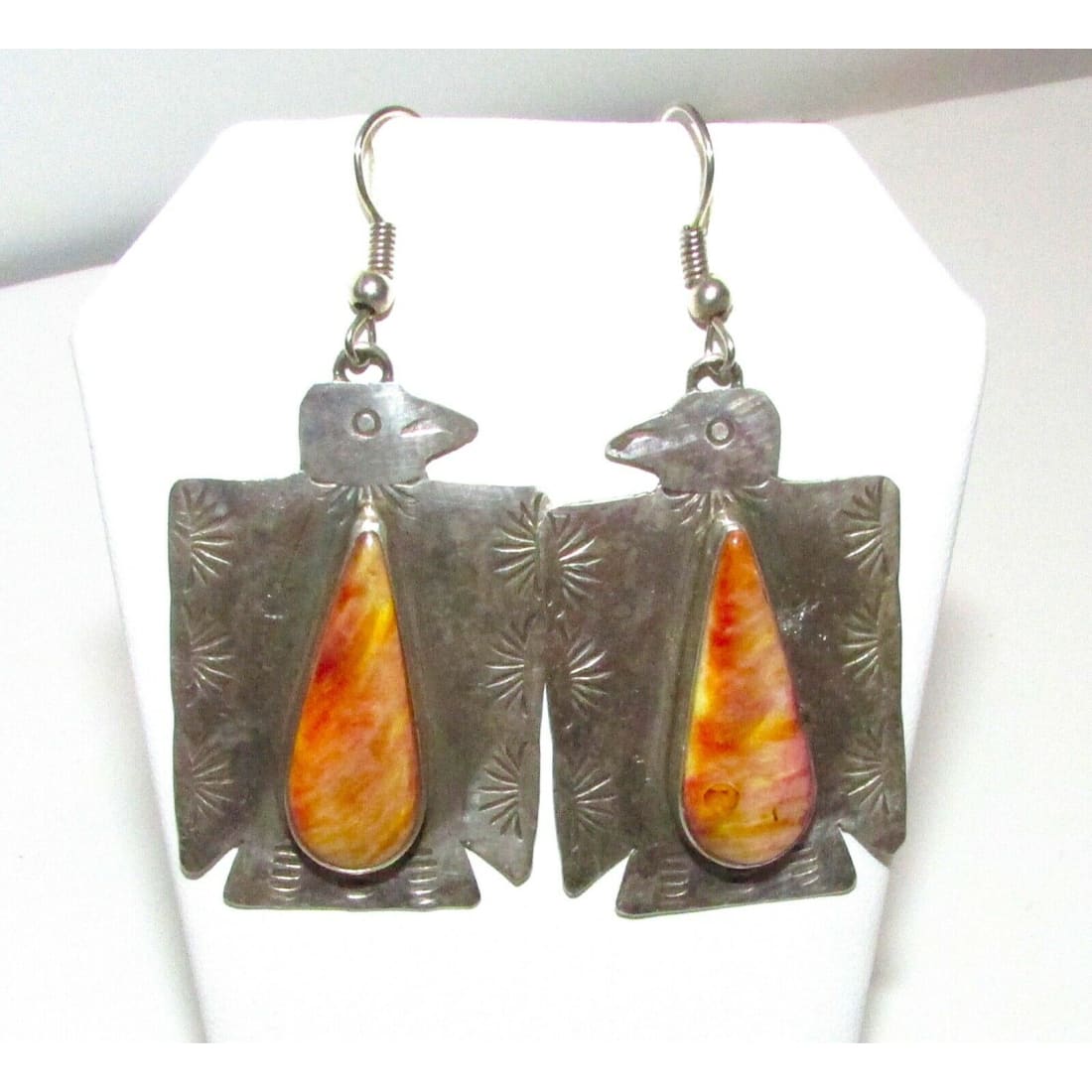 NAVAJO Hand Stamped Sterling Silver SPINY OYSTER Thunderbird