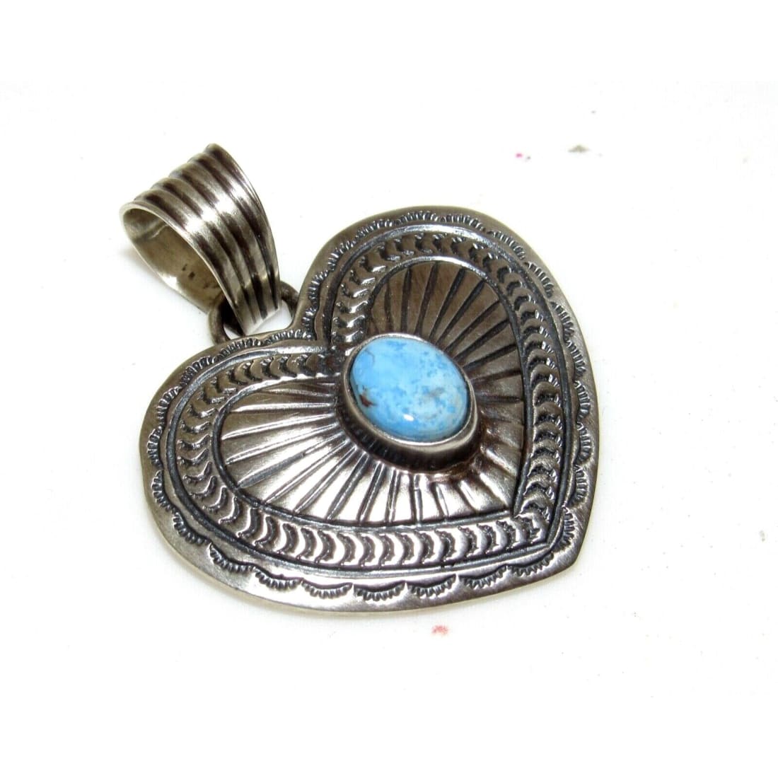Navajo Heart Pendant Golden Hills Turquoise Sterling Silver 