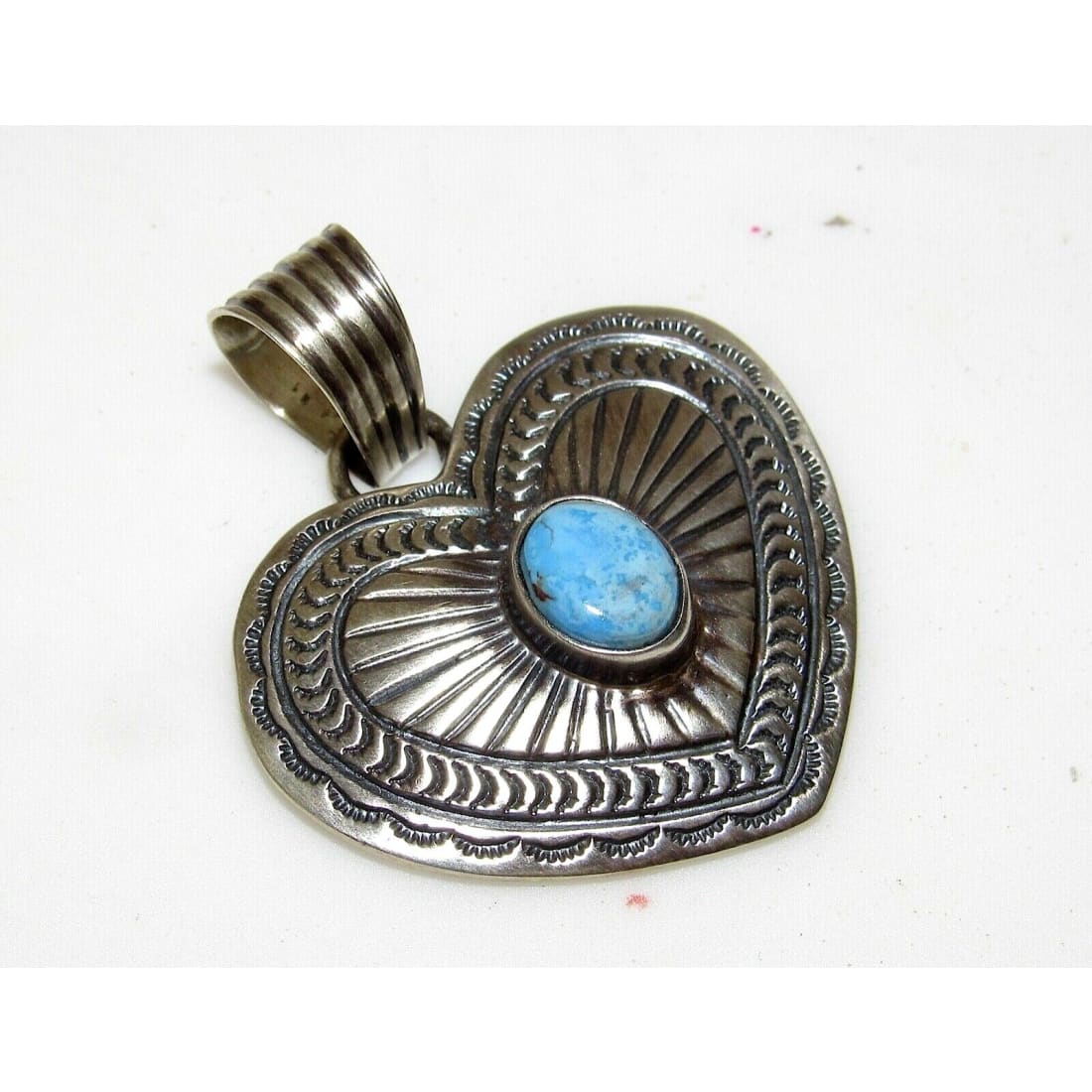 Navajo Heart Pendant Golden Hills Turquoise Sterling Silver 