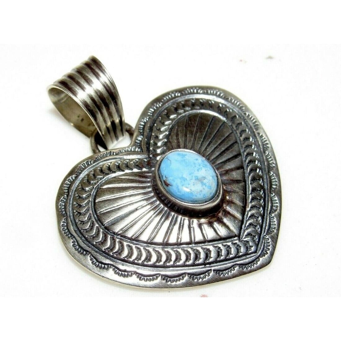 Navajo Heart Pendant Golden Hills Turquoise Sterling Silver 