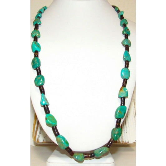 Navajo Heishi Necklace Turquoise Nugget Rolled Pen Shell Native American Native American