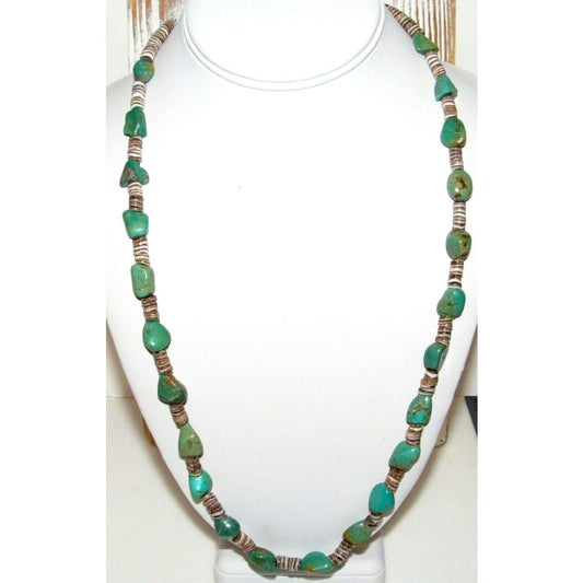 Navajo Heishi Necklace Turquoise Nugget Rolled Shell Native American Native American