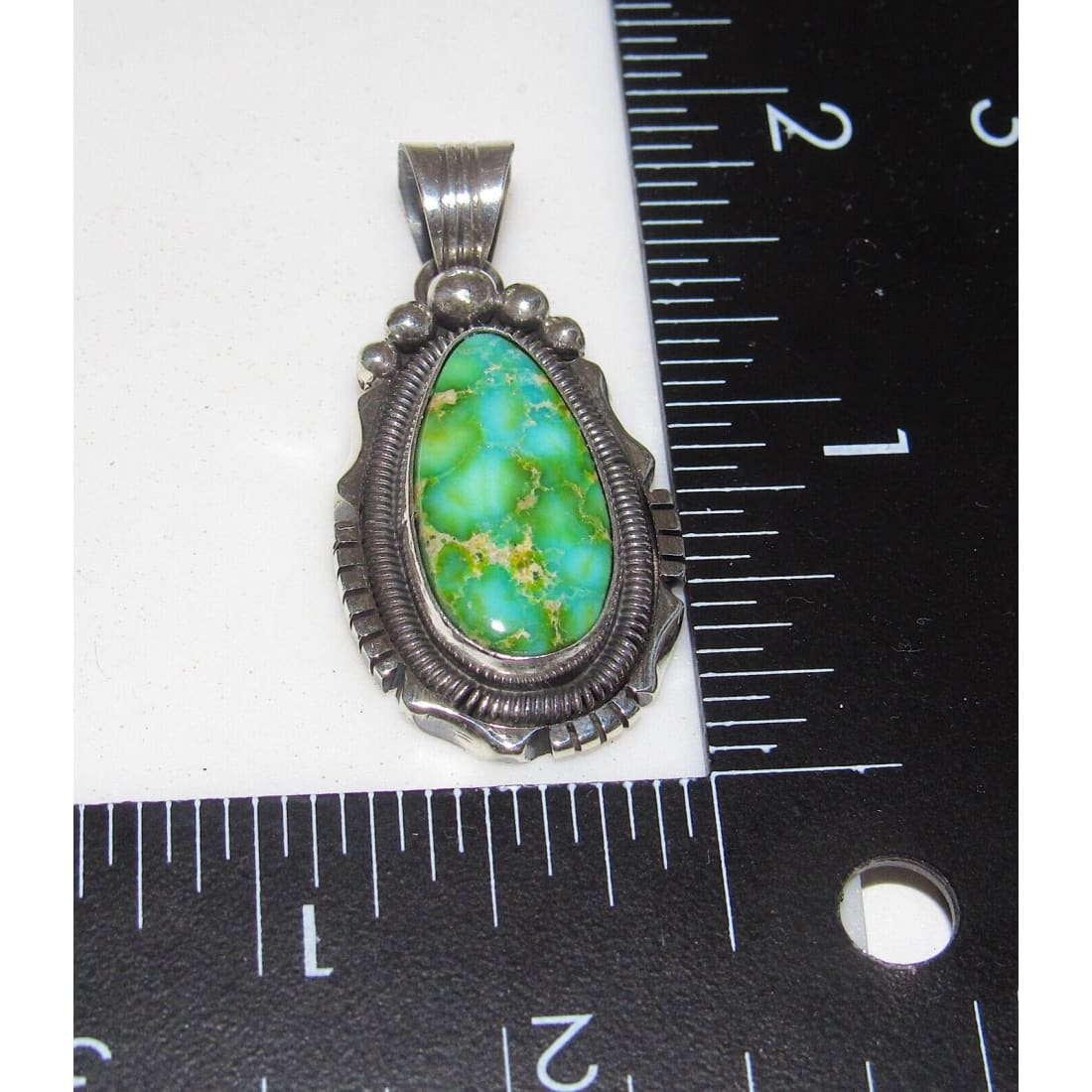 Navajo High Grade Sonoran Gold Turquoise Pendant Sterling 