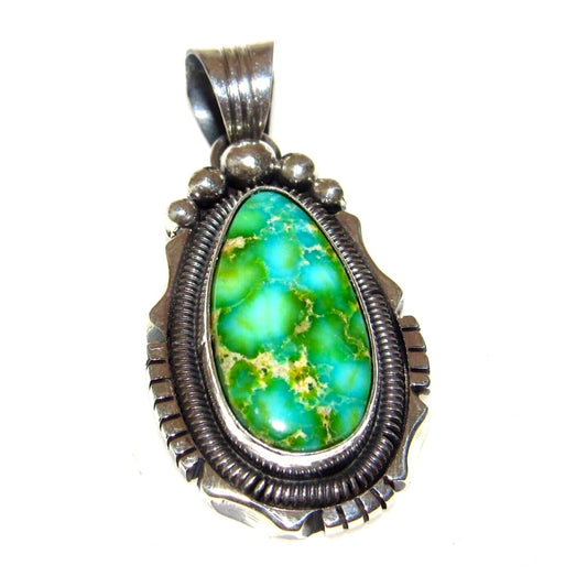 Navajo High Grade Sonoran Gold Turquoise Pendant Sterling 