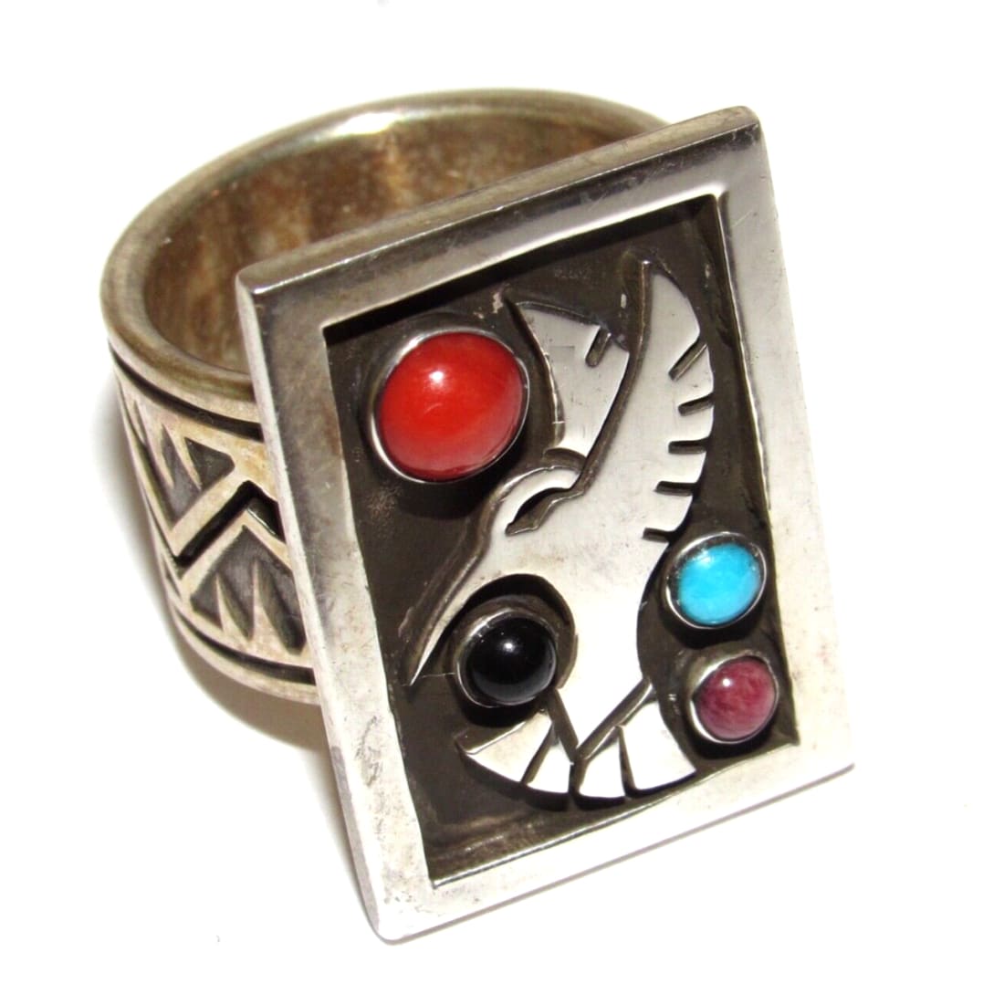 Navajo Hummingbird Ring Size 7.5 Aaron John Sterling 