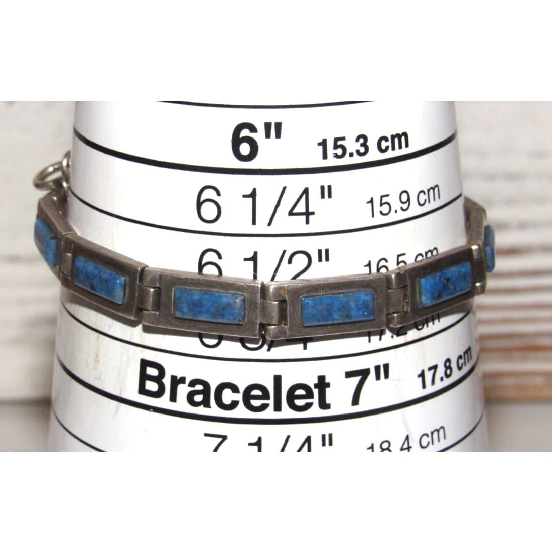 Navajo Inlay Link Bracelet Lapis Sterling Silver Calvin 