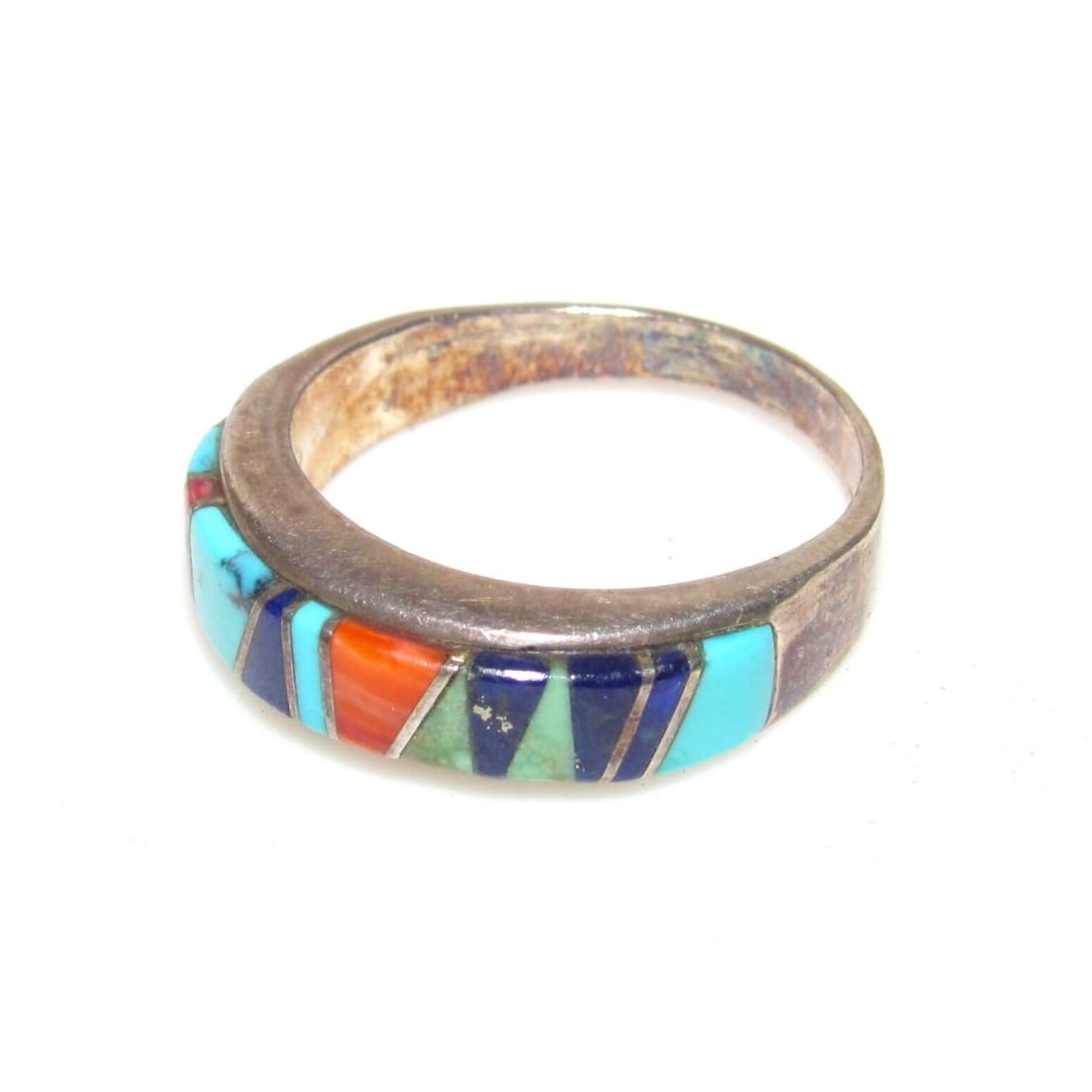 Navajo Inlay Ring Size 6 Sterling Silver Calvin Begay Touch 