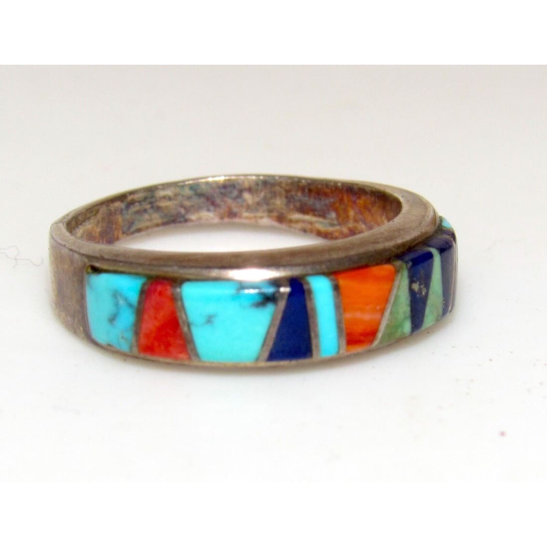 Navajo Inlay Ring Size 6 Sterling Silver Calvin Begay Touch 
