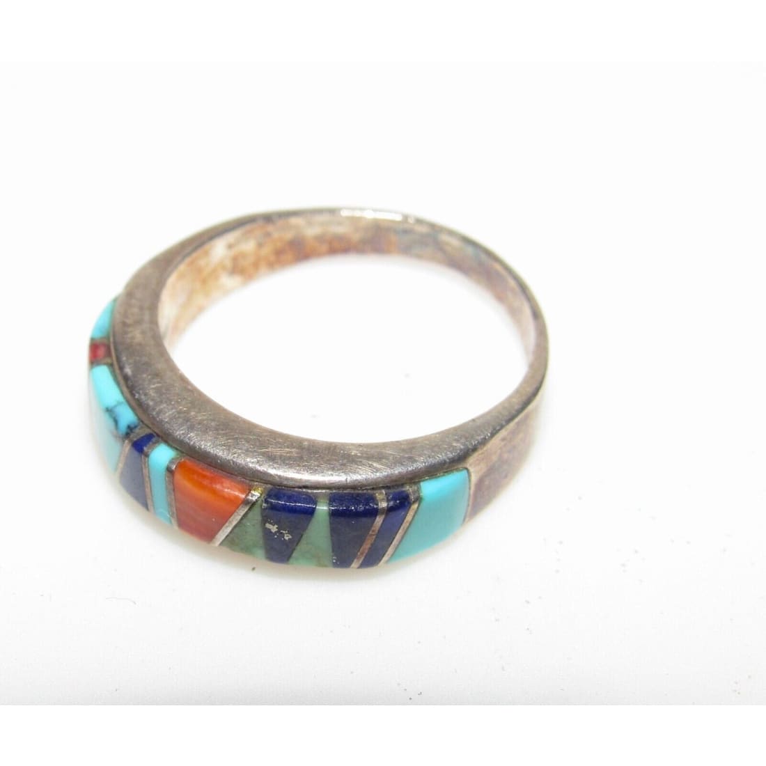 Navajo Inlay Ring Size 6 Sterling Silver Calvin Begay Touch 