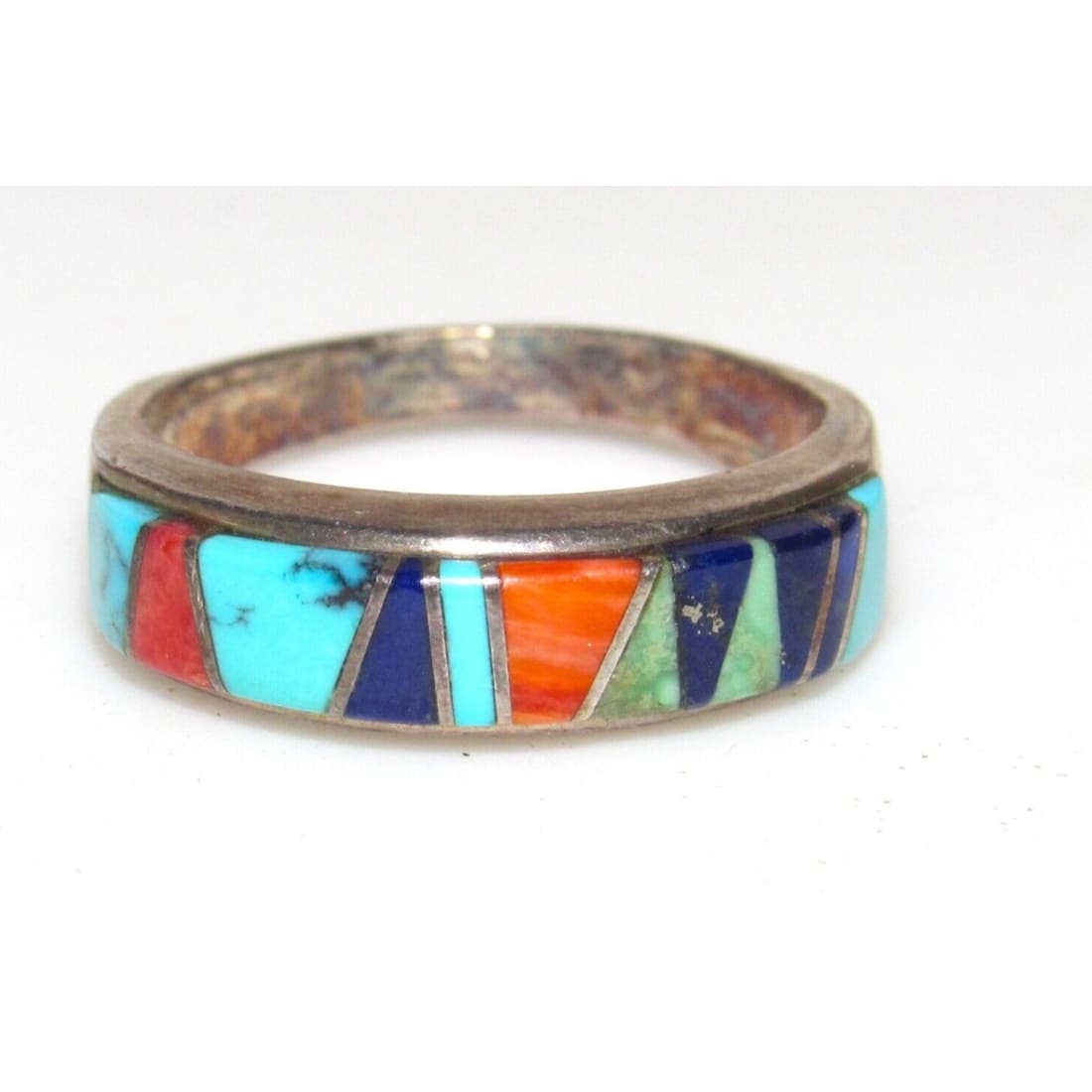 Navajo Inlay Ring Size 6 Sterling Silver Calvin Begay Touch 