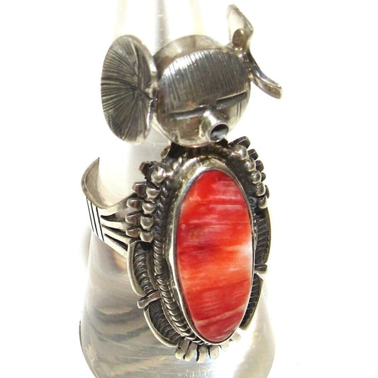 Navajo Kachina Ring Sz 8 Spiny Oyster Sterling Bennie Ration