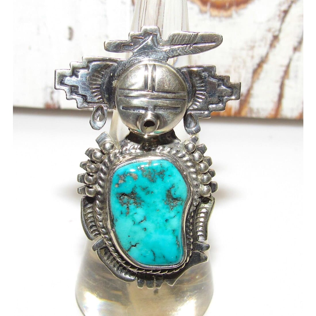 Navajo Kachina Ring Sz 9 Royston Turquoise Sterling Bennie 