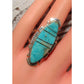 Navajo Kingman Inlay Ring Size 8 Sterling Silver Signed Native American Native American