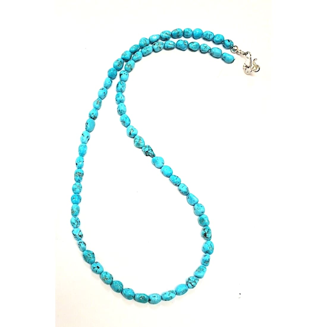 Navajo Kingman Mine Turquoise Heishi Necklace 19 Sterling