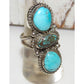 Navajo Kingman & Number 8 Turquoise Ring Sz 7.5 Sterling 