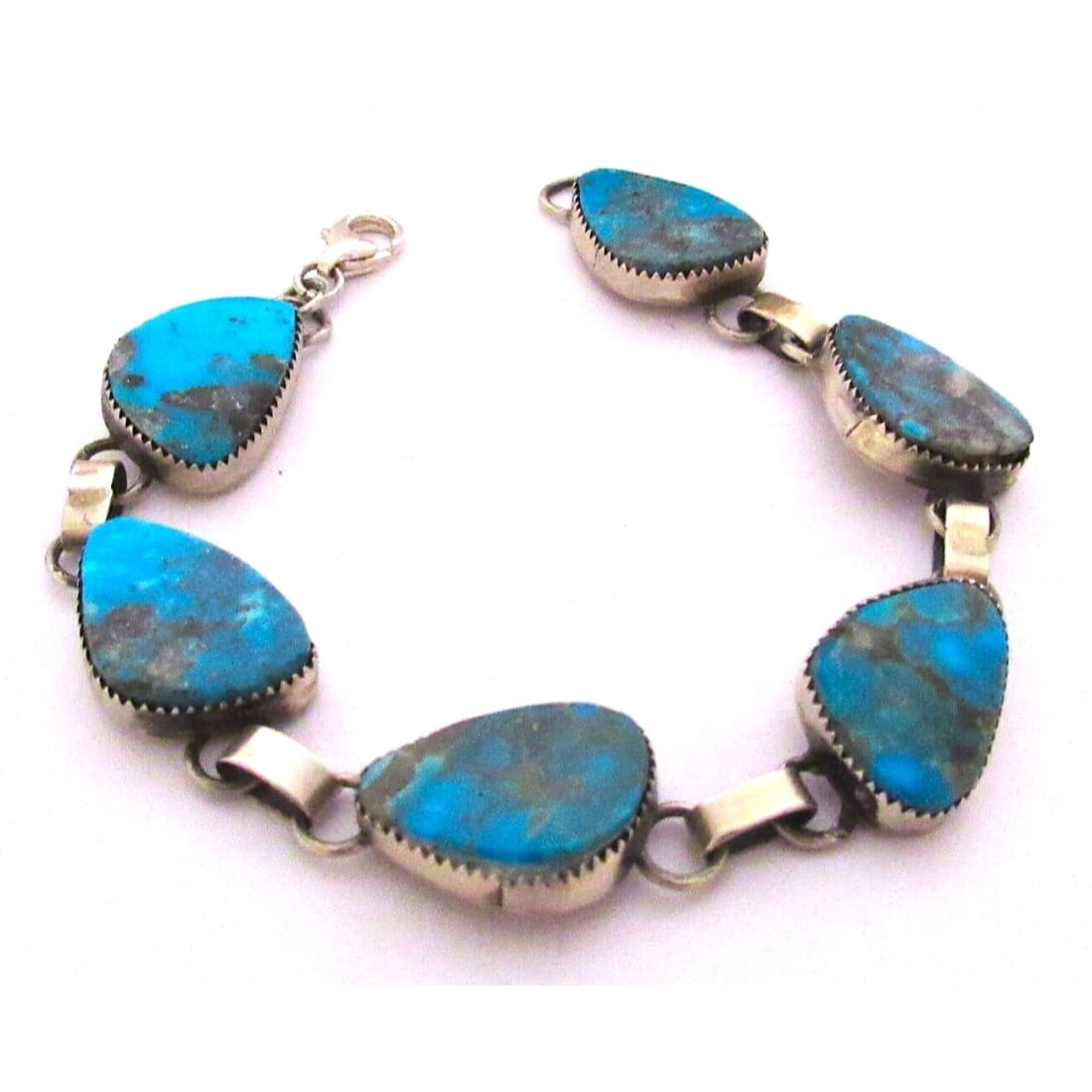 Navajo Kingman Turquoise Adjustable Link Bracelet Sterling