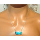 Navajo Kingman Turquoise Bar Necklace Sterling Silver Native