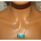 Navajo Kingman Turquoise Bar Necklace Sterling Silver Native
