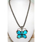 Navajo Kingman Turquoise Butterfly Necklace Sterling Turquoise Navajo Pearls 52G The Southwestern Style Gallery