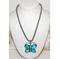 Navajo Kingman Turquoise Butterfly Necklace Sterling Turquoise Navajo Pearls 52G The Southwestern Style Gallery
