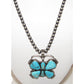 Navajo Kingman Turquoise Butterfly Necklace Sterling Turquoise Navajo Pearls 52G The Southwestern Style Gallery