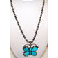 Navajo Kingman Turquoise Butterfly Necklace Sterling Turquoise Navajo Pearls 52G The Southwestern Style Gallery