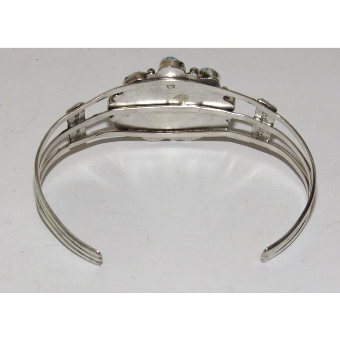 Navajo Kingman Turquoise Cluster Cuff Bracelet Sterling