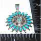 Navajo Kingman Turquoise Cluster Pendant Sterling Silver 