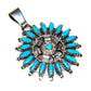 Navajo Kingman Turquoise Cluster Pendant Sterling Silver 