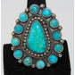 Navajo Kingman Turquoise Cluster Ring Sterling Silver Sz 8