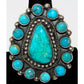 Navajo Kingman Turquoise Cluster Ring Sterling Silver Sz 8