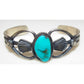 Navajo Kingman Turquoise Cuff Bracelet Sand Cast Sterling Silver K Billah Native American